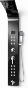 Panel de dus cu hidromasaj din inox Negru