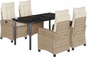 vidaXL Set mobilier de grădină cu perne, 5 piese, bej, poliratan