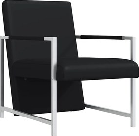 vidaXL Fotoliu cu picioare cromate, negru, piele ecologică