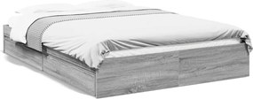 vidaXL Cadru de pat cu sertare, gri sonoma, 160x200 cm lemn prelucrat