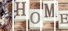 Tablou 5-piese litere HOME