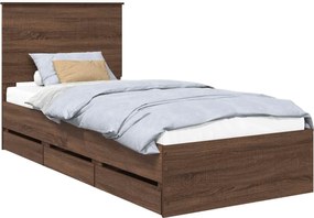 vidaXL Cadru de pat Stejar închis 90 x 190 cm Lemn Ingineresc