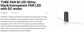 Lustra cu Ventilator si telecomanda TUBE FAN M LED negru/transparent