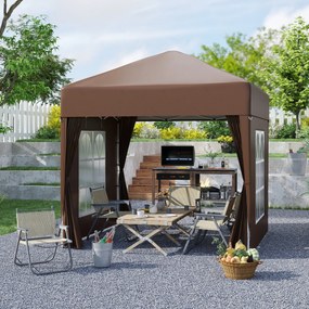 Outsunny Pavilion Pop-up Impermeabil cu 4 Pereți Detașabili și Geantă de Transport, 2x2x2.4 m, Maro | Aosom Romania