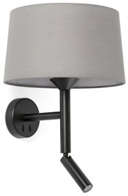 Aplica de perete cu reader LED WINDSOR negru, gri