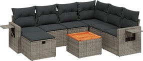 vidaXL Set canapele de grădină cu perne, 8 piese, gri, poliratan