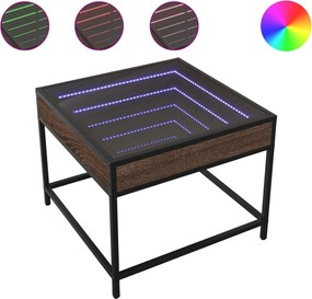 vidaXL Măsuță de cafea cu LED infinity, stejar maro, 50x50x41 cm