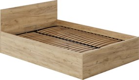 Pat cu somieră metalic şi spaţiu de depozitare, 140x200, stejar artisan, DOLI