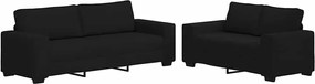 vidaXL Set de canapele cu perne, 2 piese, negru, textil