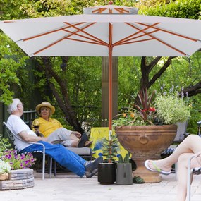 Outsunny Umbrelă de Grădină cu Sistem cu Coardă și Parasolar cu 2 Niveluri, 300x300x297 cm, Gri | Aosom Romania