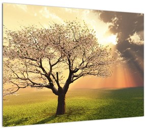 Tablou cu copac pe luncă (70x50 cm), în 40 de alte dimensiuni noi
