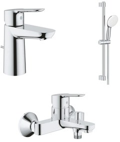 Set baterii lavoar cada Grohe BauEdge si dus cu bara Tempesta crom lucios
