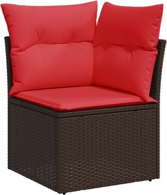 vidaXL Canapea de grădină de colț cu perne, maro, din poliratan