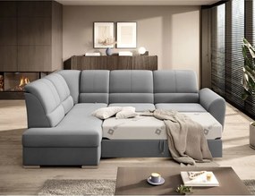 Colțar gri extensibil/cu spațiu de depozitare cu tapițerie din catifea (cu colț pe partea stângă/în formă de ”L”) Siber – ELTAP