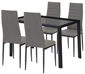 Rowan 4+1 set de sufragerie gri-negru