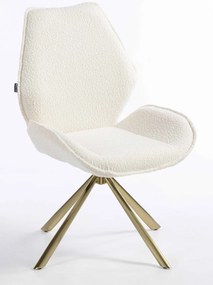 HR350 BAZĂ STEA Scaun Crem din Boucle Bază Aurie