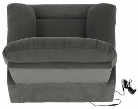 Fotoliu reglabil masaj, material textil catifea gri, LAMBERT
