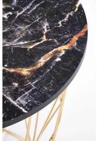 Măsuță de cafea HARISSA 41x42 cm auriu/negru decor marmorat