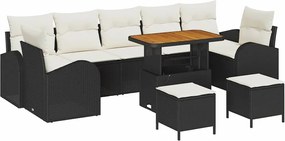 vidaXL Set de canapele pentru grădină cu pernă 10 pcs Negru poliratan