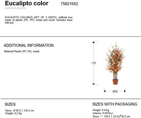 Set de 2 plante artificiale, Eucalipt colorat H-125cm