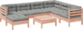 vidaXL Set canapele grădină cu perne 8 locuri, lemn masiv brad douglas