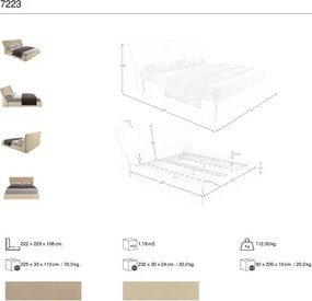 Pat dublu tapitat design LUX Brown-Cream 180x200cm