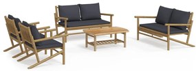 3156474 vidaXL Set mobilier de grădină cu perne gri închis, 5 piese, bambus