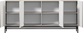 Comodă cu patru uși Lorini 200 cm - cașmir / mânere negre T-bar / cadru