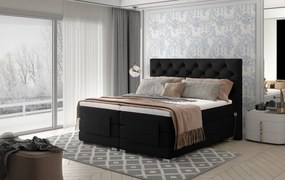 Pat tapitat, boxspring, cu reglaj electric, 160x200 cm, Clover 162, Eltap (Culoare: Negru - Matt Velvet 99)