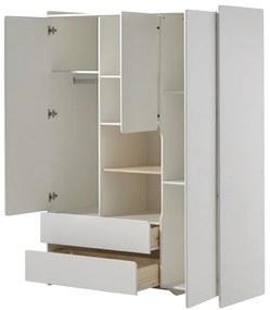 Set Mobilier Kiddy pentru Camera Bebelușului – Pătuț 60x120 cm, Comodă, Placă de Înfășat &amp; Dulap 3 Uși – Alb – Vipack