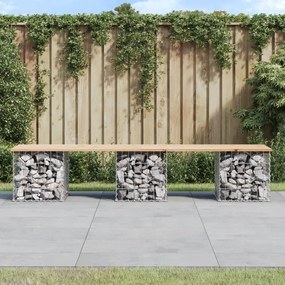 834341 vidaXL Bancă de grădină, design gabion, 203x44x42cm, lemn masiv de pin