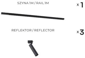 Zuma Line 3558 - Spot LULU pentru șină 3xGU10/35W/230V negru