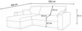 Supermobel Colțar extensibil EUFORIA DUO, 80x236x160, LAHTI 15/LAHTI 11, stânga