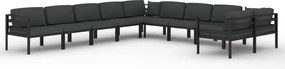 vidaXL Set mobilier de grădină cu perne, 10 piese, antracit, aluminiu