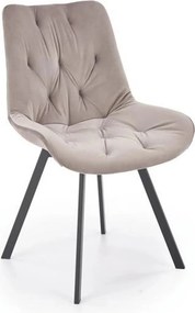Scaun rotativ K519, bej/negru, stofa catifelata/metal, 54x63x86 cm