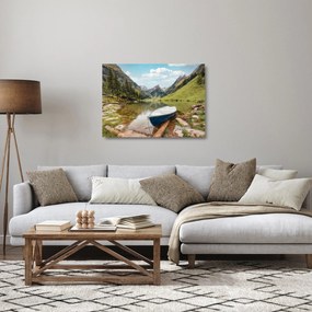 Tablou pe sticlă - Seealpsee, lac din Elveția (70x50 cm)