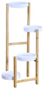 Stand pentru flori din bambus cu suporturi din plastic