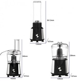 Resigilat: Procesor de alimente 3in1 Kumtel HFP-02, 350W, Blender, Chopper, Rendezvous, 500ml, 2 viteze, fără BPA, Inox / negru