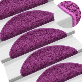 vidaXL Covorașe pentru trepte scară, 15 buc., violet, 65 x 21 x 4 cm