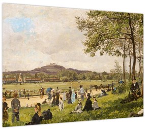 Tablou pe sticlă - French 19th Century, Race Course at Longchamps, reproducere (70x50 cm)