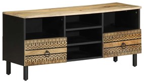 4018646 vidaXL Dulap TV, negru, 100x33,5x46 cm, lemn masiv de mango brut