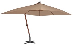 Umbrela suspendata cu stalp din lemn, gri taupe, 400 x 300 cm Gri taupe