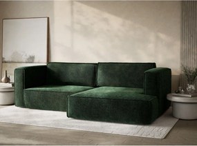 Colțar verde închis extensibil/cu spațiu de depozitare cu tapițerie din chenille (cu colț pe partea dreaptă/cu șezlong) Velto – Maison de Rêve