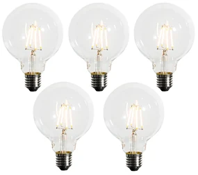 Set 5 becuri Bec LED E27 reglabil G95 5W 450lm 2200K