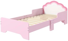 ZONEKIZ Pat pentru copii 3-6 ani 143 x 74 x 55 cm design nor somier cu lamele inclus cameră modernă roz | Aosom Romania