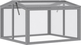 Outsunny Seră tip cutie pentru răsaduri, pat pentru plante cu capac din lemn și policarbonat, rezistent la intemperii, Gri deschis 90 x 80 x 58 cm | Aosom Romania