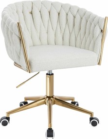 HR750K Scaun Crem Boucle cu Bază Aurie