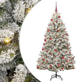 vidaXL Brad de Crăciun artificial Verde și alb 180 cm PVC și Metal