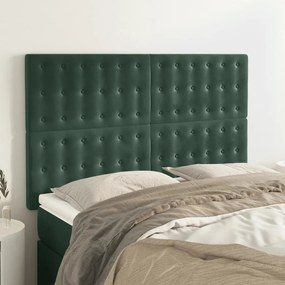 3116817 vidaXL Tăblii de pat, 4 buc, verde închis, 72x5x78/88 cm, catifea