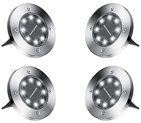 Lampa solara pentru gradina, Verk Group, 8 LED-uri, 4 buc, inox, 11.5x13 cm